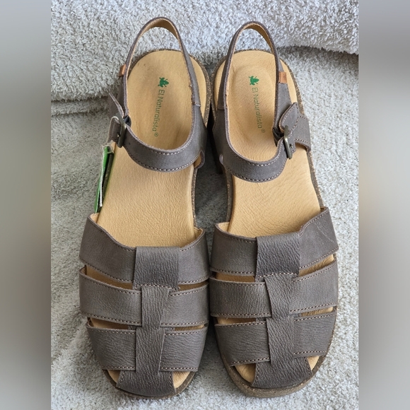 NWT El Naturalista Arbequina Leather Platform Sandals Made In Spain Size 40 US 9 - Picture 5 of 8